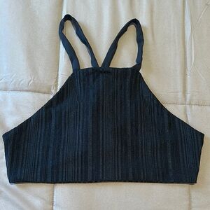 New Tavik Black Striped Swim Top Size Large